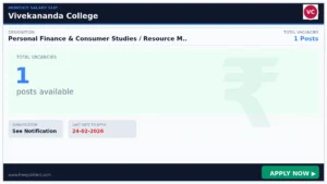 Vivekananda College Assistant Professor (Guest Faculty) Recruitment 2026