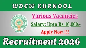 WDCW Kurnool Recruitment 2026 – Apply Offline for 04 PT Instructor cum Yoga Teacher, House Keeper and More Posts